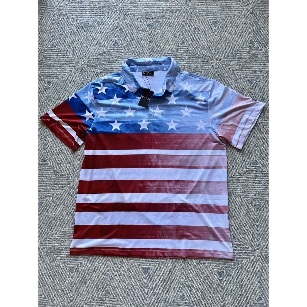 Yatta Golf Polyester Polo Shirt - NWT -‎ The Patriot - USA Flag - 4XL